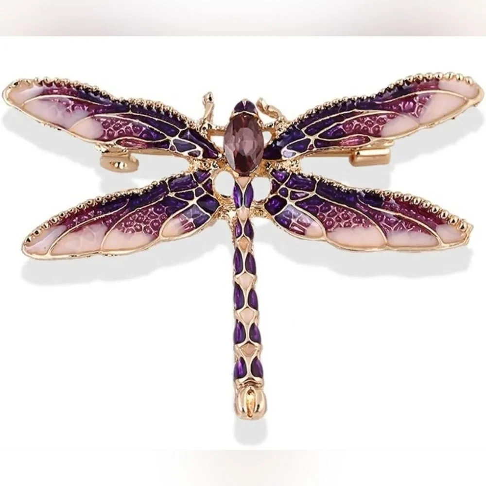 🔹️NWOT Purple & Gold Plated Dragonfly Scarf Pin/Brooch